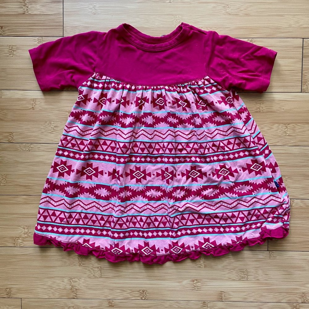 Kickee Pants Classic Short Sleeve Dress - Pink Aztec - 6-12m